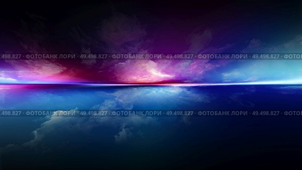 Perspective Paint series. Composition of  clouds, colors, lights and horizon line for projects on illustration, painting, creativity and imagination. Стоковое фото, агентство Ingram Publishing / Фотобанк Лори