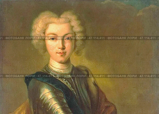 Пётр II Алексеевич (1715-1730) - император всероссийский (1727-1730), сменивший на престоле Екатерину I.  Внук Петра I, сын царевича Алексея Петровича и немецкой принцессы Софии-Шарлотты Брауншвейг-Вольфенбюттельской, последний представитель рода Романовых по прямой мужской линии. Редакционное фото, фотограф Сергей Елизарьев / Фотобанк Лори