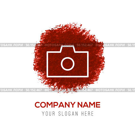 Photo camera icon - Red WaterColor Circle Splash. Стоковая иллюстрация, агентство Ingram Publishing / Фотобанк Лори