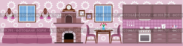 Picture of the kitchen and living room with design elements. Стоковая иллюстрация, агентство Ingram Publishing / Фотобанк Лори