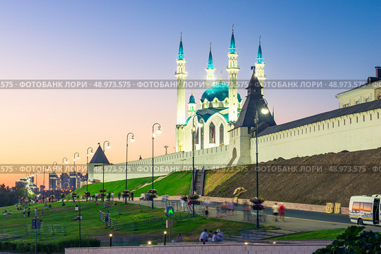 Picturesque evening view of the Kul Sharif Mosque of the Kazan Kremlin. Russia (2022 год). Стоковое фото, фотограф Константин Лабунский / Фотобанк Лори