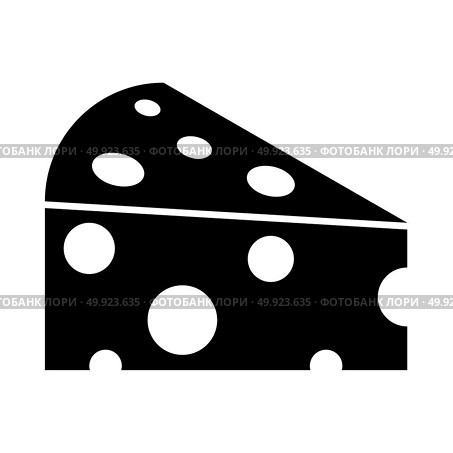 Piece cheese black icon . Стоковая иллюстрация, агентство Ingram Publishing / Фотобанк Лори