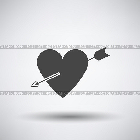 Pierced Heart By Arrow Icon. Dark Gray on Gray Background With Round Shadow. Vector Illustration. Стоковая иллюстрация, агентство Ingram Publishing / Фотобанк Лори