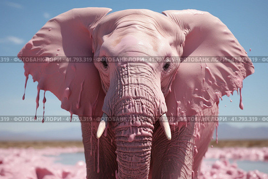 Pink Elephant  Generative AI. Стоковое AI-изображение, AI-художник Анна Кривицкая / Фотобанк Лори