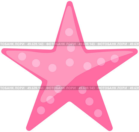 Pink starfish on white background. Cartoon nautical character lives in ocean. Underwater life of caribbean starfish. Sea dweller. Wild nature of mediterranean sea. Five-finger marine animal seastar. Pink starfish on white background. Cartoon nautical character lives in ocean. Underwater seastar. Стоковая иллюстрация, агентство Ingram Publishing / Фотобанк Лори