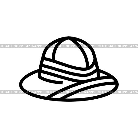 pith helmet line icon vector illustration. Стоковая иллюстрация, иллюстратор Vectorwin / Фотобанк Лори