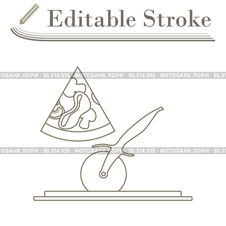 Pizza With Knife Icon. Editable Stroke Simple Design. Vector Illustration. Стоковая иллюстрация, агентство Ingram Publishing / Фотобанк Лори