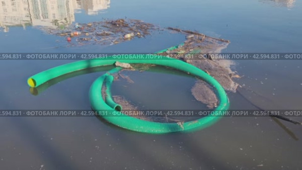 Плавающий мусор в реке в городской среде (2024 год). Стоковое видео, видеограф Сергей Чайко / Фотобанк Лори