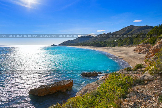 Playa Illot del Torn Hospitalet del Infant beach in Costa dorada of Tarragona Catalonia L’ametlla. Стоковое фото, агентство Ingram Publishing / Фотобанк Лори