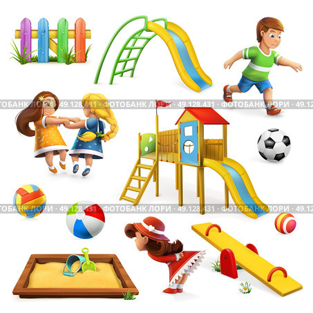 Playground, vector icon set. Стоковая иллюстрация, агентство Ingram Publishing / Фотобанк Лори