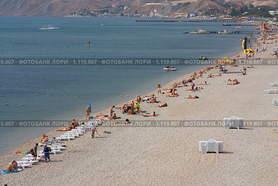 Пляж Коктебеля (2009 год). Стоковое фото, фотограф Кристина Викулова / Фотобанк Лори