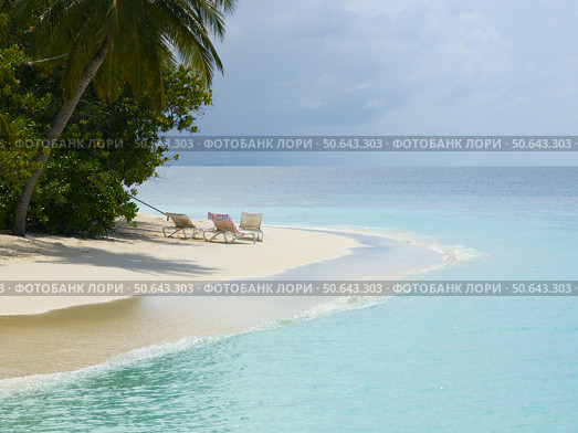 Пляж на острове. Мальдивские острова. Beach on the island. Maldives. Стоковое фото, фотограф Антон Назаров / Фотобанк Лори