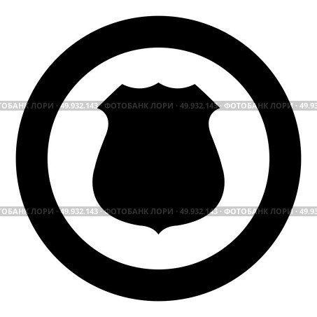Police badge black icon in circle vector illustration isolated flat style . Стоковая иллюстрация, агентство Ingram Publishing / Фотобанк Лори