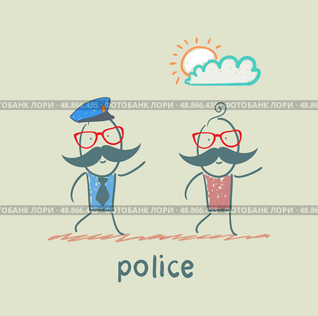Police running after a criminal. Стоковая иллюстрация, агентство Ingram Publishing / Фотобанк Лори