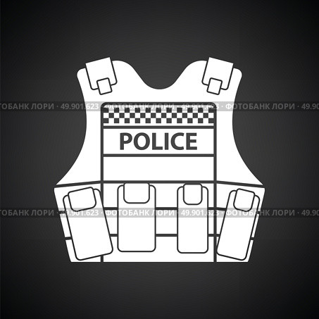 Police vest icon. Black background with white. Vector illustration. Стоковая иллюстрация, агентство Ingram Publishing / Фотобанк Лори