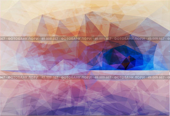 Polygonal seaside view sammer poster  with typography elements. Polygonal background illustration. Polygonal seaside view sammer poster. Стоковая иллюстрация, агентство Ingram Publishing / Фотобанк Лори