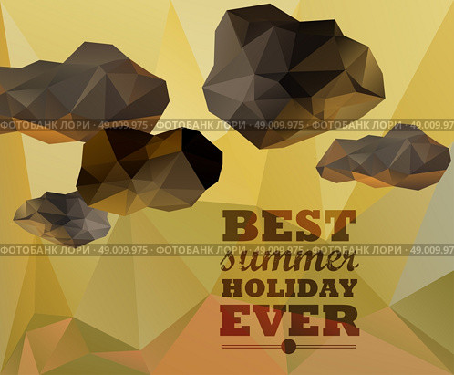 Polygonal sky  and cloud, sammer poster. Polygonal background, illustration. Стоковая иллюстрация, агентство Ingram Publishing / Фотобанк Лори