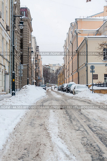 Померанцев переулок зимой. Москва (2023 год). Редакционное фото, фотограф Алёшина Оксана / Фотобанк Лори