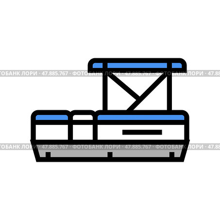 pontoon boat color icon vector illustration. Стоковая иллюстрация, иллюстратор Vectorwin / Фотобанк Лори