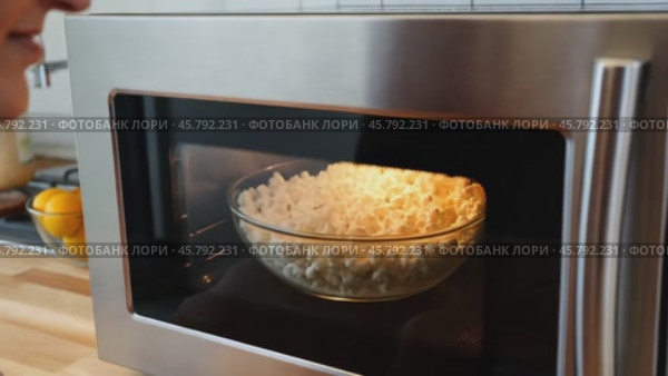 Popcorn popping in microwave oven, from kernels to popped corn. Стоковое видео, видеограф Данил Руденко / Фотобанк Лори