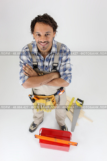 Portrait of a carpenter. Стоковое фото, агентство Ingram Publishing / Фотобанк Лори