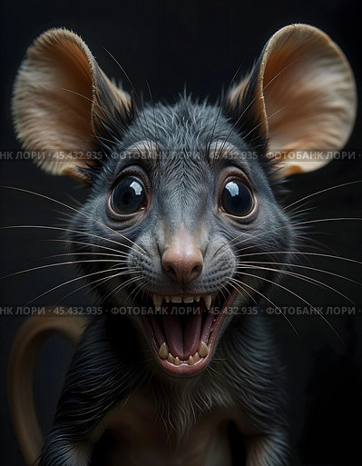 Portrait of a screaming mouse. Стоковое AI-изображение, AI-художник RamA / Фотобанк Лори