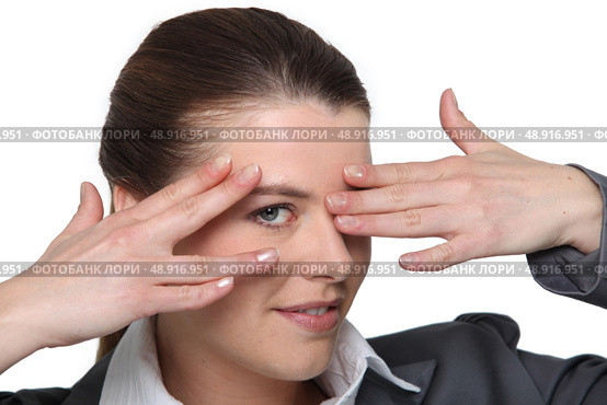 portrait of a woman hiding her eyes. Стоковое фото, агентство Ingram Publishing / Фотобанк Лори