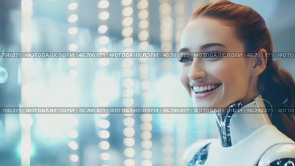 Portrait of a woman symbolically turning into virtual human, virtual character, or digital clone, using computer-generated from the real persona. AI artificial intelligence. Стоковое AI-видео, аниматор ALLA YURTAYEVA / Фотобанк Лори