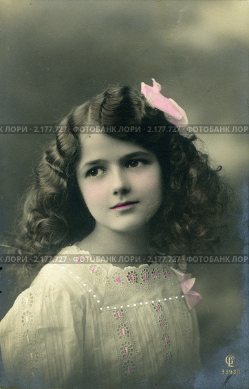Портрет девочки, 1900-е годы. Стоковое фото, фотограф Retro / Фотобанк Лори