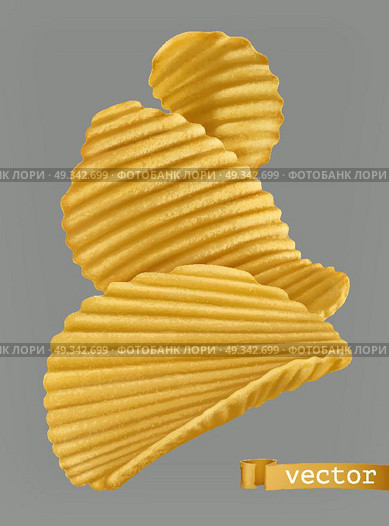 Potato chips. 3d realistic vector. Стоковая иллюстрация, агентство Ingram Publishing / Фотобанк Лори