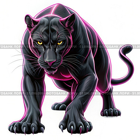 Powerful Black Panther Ready to Pounce on Prey in a Dramatic Pose. Generative AI. Стоковое AI-изображение, AI-художник Roman Zavorotny / Фотобанк Лори