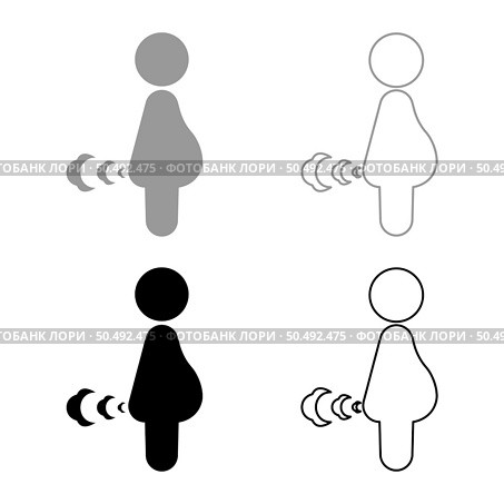 Pregnant woman farts break wind farting bloating gas cloud stench bad smell flatulency set icon grey black color vector illustration image simple solid fill outline contour line thin flat style. Pregnant woman farts break wind farting bloating gas cloud stench bad smell flatulency set icon grey black color vector illustration image solid fill outline contour line thin flat style. Стоковая иллюстрация, агентство Ingram Publishing / Фотобанк Лори