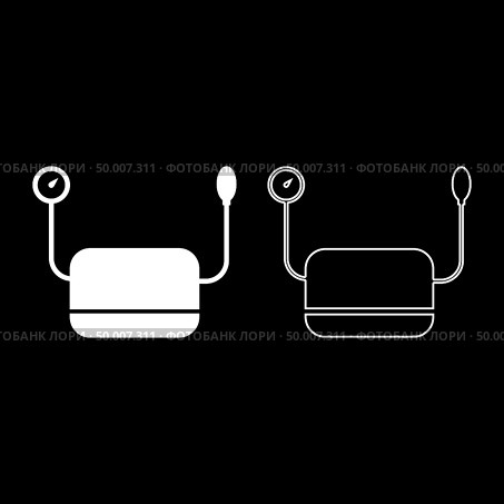 Pressure measuring apparatus Medical device for measuring blood pressure pulse Tonometer medical instrument icon set white color vector illustration flat style simple image. Стоковая иллюстрация, агентство Ingram Publishing / Фотобанк Лори