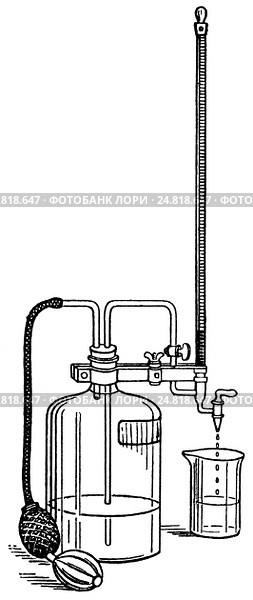 Прибор для титрования. Химическое оборудование. Стоковая иллюстрация, иллюстратор Макаров Алексей / Фотобанк Лори
