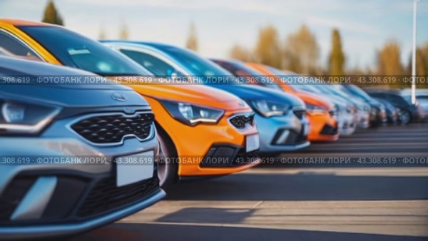 Припаркованные новые автомобиле на стоянке автосалона. Стоковое AI-видео, аниматор Терехова Марина / Фотобанк Лори