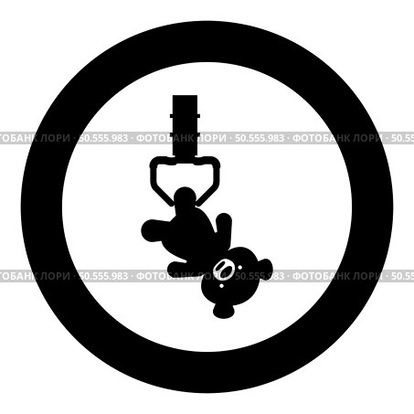 Prize toy manipulator hold plush bear cute doll iron hook crane claw picker for pick up icon in circle round black color vector illustration image solid outline style simple. Prize toy manipulator hold plush bear cute doll iron hook crane claw picker for pick up icon in circle round black color vector illustration image solid outline style. Стоковая иллюстрация, агентство Ingram Publishing / Фотобанк Лори