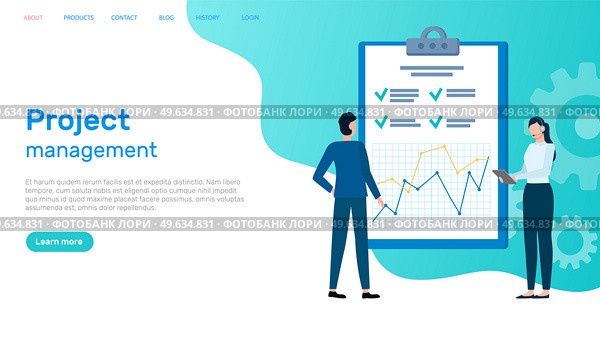 Project management basics landing page template flat design. Teamwork, business meeting concept. Business people teamwork, group of managers are working on business plan, developing strategy. Project management basics landing page template flat design. Teamwork, business meeting concept. Стоковая иллюстрация, агентство Ingram Publishing / Фотобанк Лори