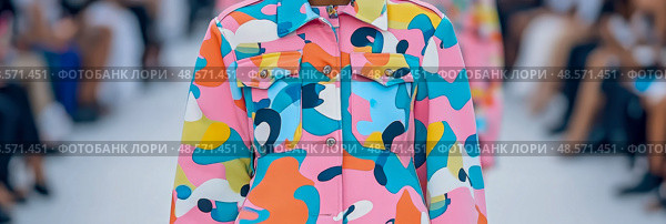 Psychedelic Fashion: Avant-Garde Outerwear with Abstract Motifs, a Bold Statement Piece for Sartorial Expression. Стоковое AI-изображение, AI-художник Данила Большаков / Фотобанк Лори