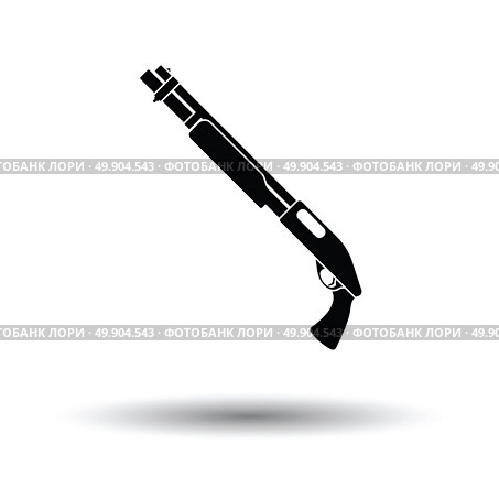 Pump-action shotgun icon. White background with shadow design. Vector illustration. Стоковая иллюстрация, агентство Ingram Publishing / Фотобанк Лори
