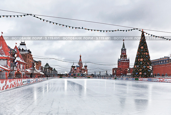 Пустой каток на Красной площади (2011 год). Редакционное фото, фотограф Наталья Волкова / Фотобанк Лори
