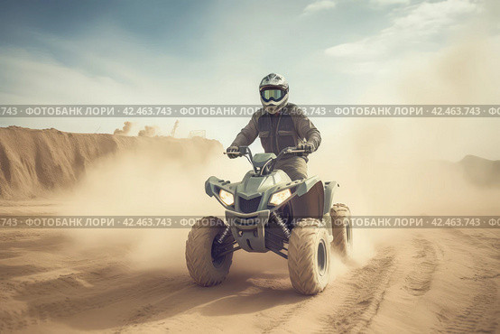 Quad bike sand. Generate Ai. Стоковое AI-изображение, AI-художник Иван Рябоконь / Фотобанк Лори