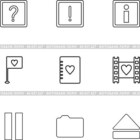 question mark , error , love , flag , heart , pause , folder , up , icon, vector, design,  flat,  collection, style, creative,  icons. Стоковая иллюстрация, агентство Ingram Publishing / Фотобанк Лори