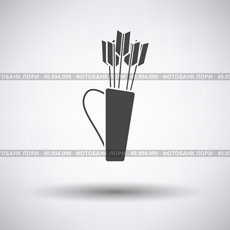 Quiver with arrows icon on gray background, round shadow. Vector illustration. Стоковая иллюстрация, агентство Ingram Publishing / Фотобанк Лори
