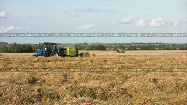 Работа трактора на пшеничном поле. Стоковое видео, видеограф Андрей Ежов / Фотобанк Лори