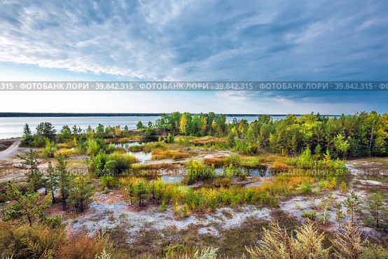 Раннее утро на реке Оби. Новосибирская область России (2021 год). Стоковое фото, фотограф Евгений Мухортов / Фотобанк Лори