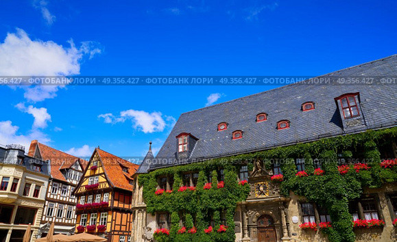 Rathaus Quedlinburg facade in Harz Germany. Rathaus Quedlinburg facade in Harz Saxony Anhalt Germany. Стоковое фото, агентство Ingram Publishing / Фотобанк Лори