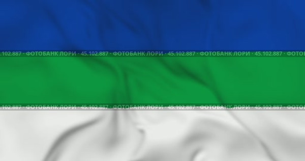 Развевающийся флаг Республики Коми, регион РФ. Циклическая анимация в 4к. Стоковая анимация, аниматор Александр Кузнецов / Фотобанк Лори