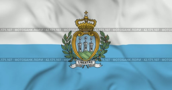 Развевающийся флаг Сан Марино, бесшовная анимация в 4к. Waving flag of San Marino. 3d seamless animation in 4k resolution video. Стоковая анимация, аниматор Александр Кузнецов / Фотобанк Лори
