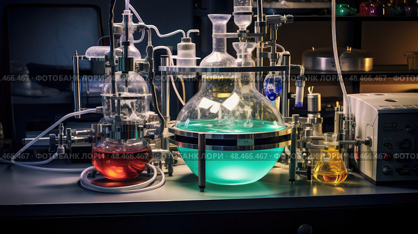 reaction chemistry equipment ai generated. Стоковое AI-изображение, AI-художник Vectorwin / Фотобанк Лори