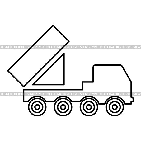 Reactive system volley fire salvo artillery American multiple launch on wheeled chassis high mobility army military truck contour outline line icon black color vector illustration image thin flat style simple. Reactive system volley fire salvo artillery American multiple launch on wheeled chassis high mobility army military truck air defense anti aircraft contour outline line icon black color vector illustration image thin flat style. Стоковая иллюстрация, агентство Ingram Publishing / Фотобанк Лори